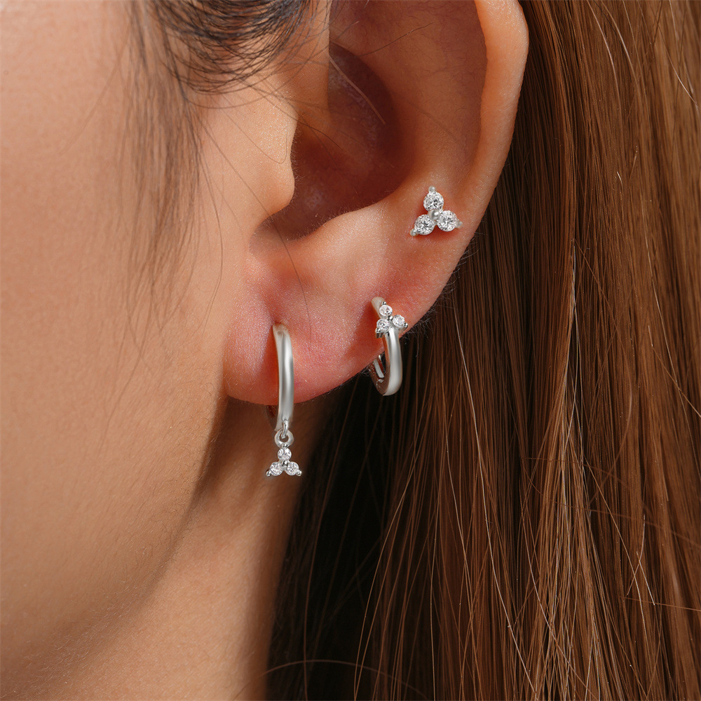 3g Weight Hoop Earrings, Ear Studs Classification 1 Set Quantity Daily Occasion 925 Sterling Silver Material Star, Butterfly Pattern Women's Gender Plating Design Simple Style Style 1 Set 925 Sterling Silver Star Butterfly Hoop Earrings Ear Studs 9