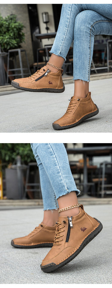 Giày lười nữ đế bệt mũi tròn may tay, da vi sợi mềm, kiểu dáng tối giản — A805 kaki, A805 màu hồng, A805 màu trắng, A805 màu vàng chi tiết 26