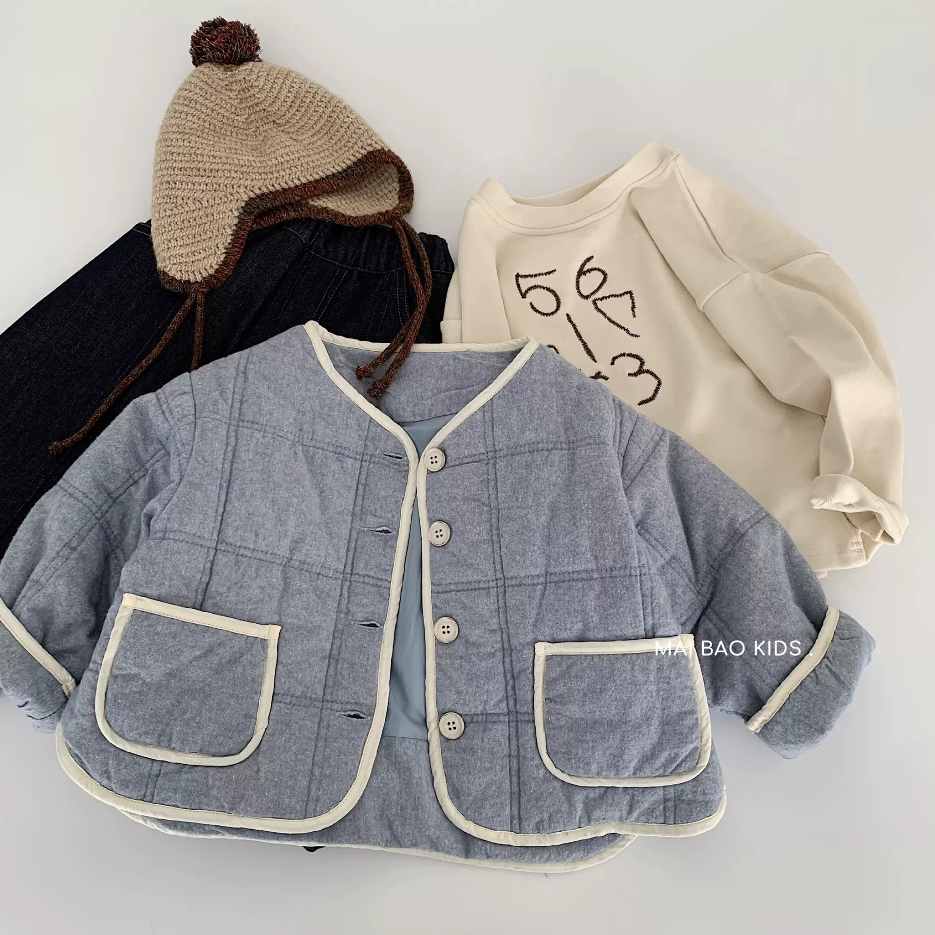 麦宝儿童夹棉外套2025冬季新款男女童单排扣冬装上衣湖州织里童装