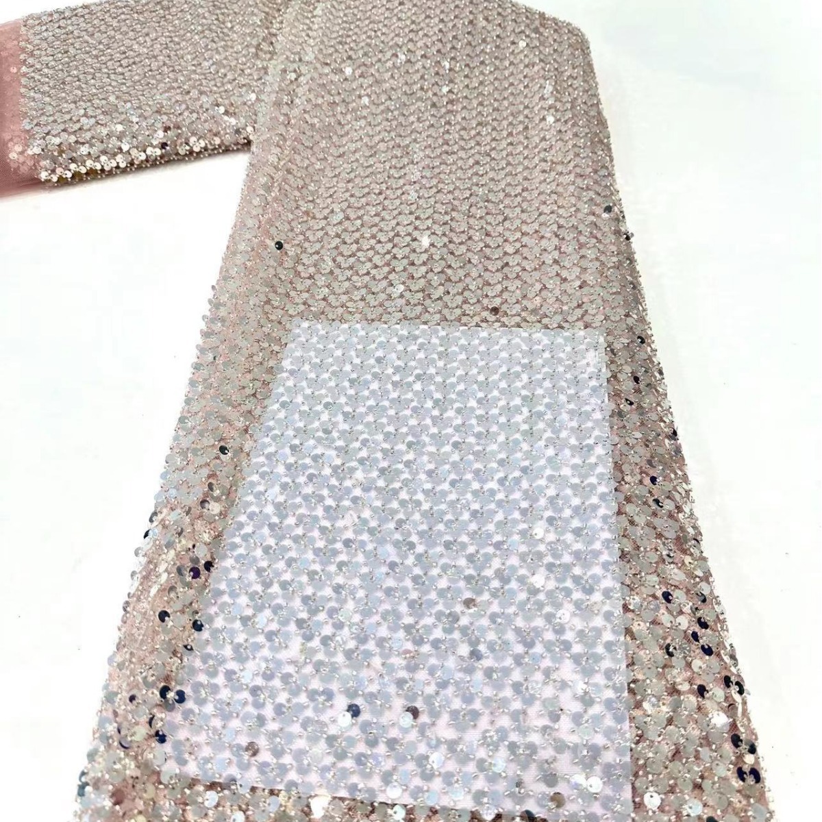 Multicolor industria pesada sequinilla bordado tubo bordado tela de moda lujosa vestido de boda ropa de moda tela de espectáculo