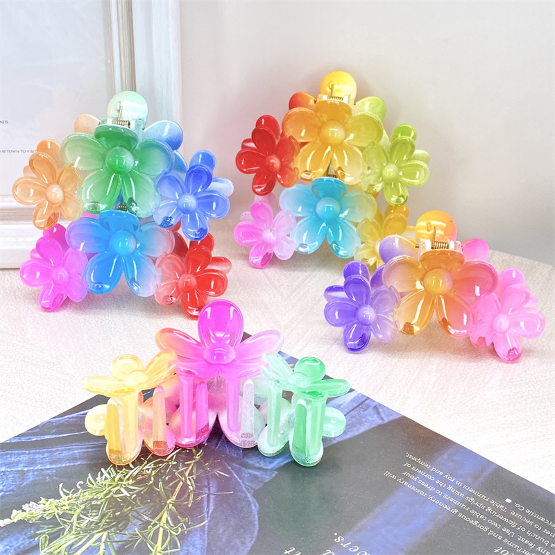 Nuevo transfronterizo dedicado Bauhinia horquilla hembra huevo flor clip gradiente de color de alto grado colorido tiburón clip accesorios para el cabello