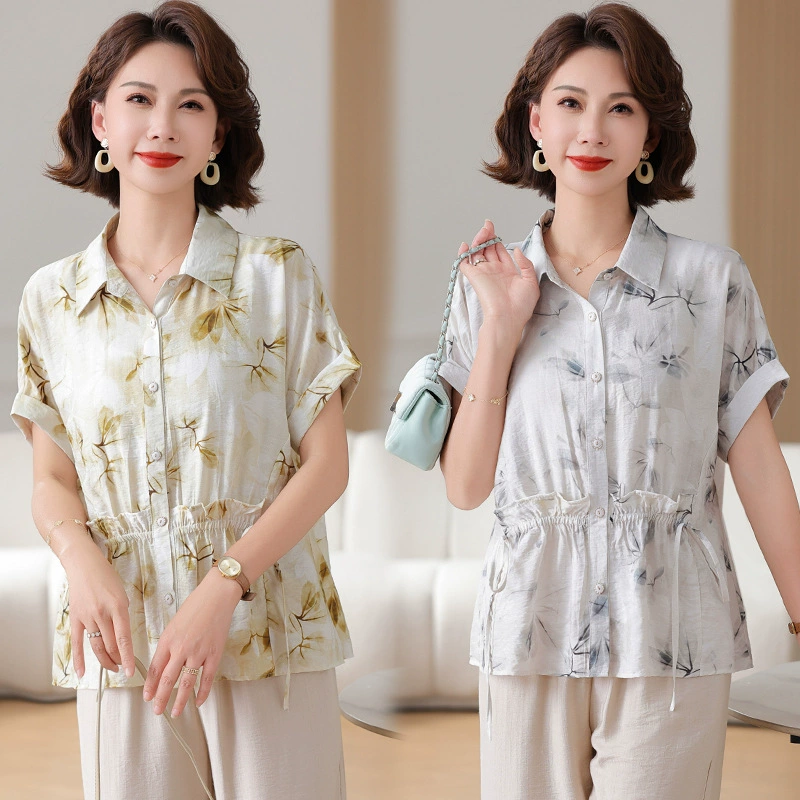 Рубашки с короткими рукавами для людей среднего и пожилого возраста, летние повседневные кардиганы с цветочным принтом, новые модные рубашки 2025 года, новые стили.