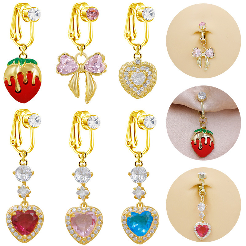 Heart Pendant European And American Heart-Shaped Earrings Light Luxury High-End Rings Wholesale Navel Studs Titanium_voghion.com