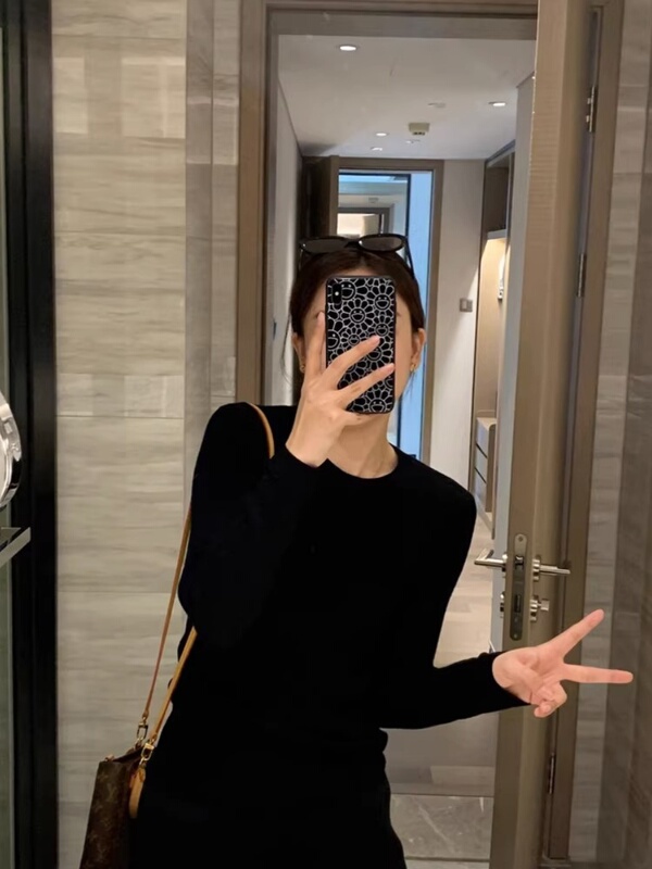 春秋冬薄款圆领修身紧身长袖打底针织衫上衣可外穿灰色毛衣女内搭|undefined