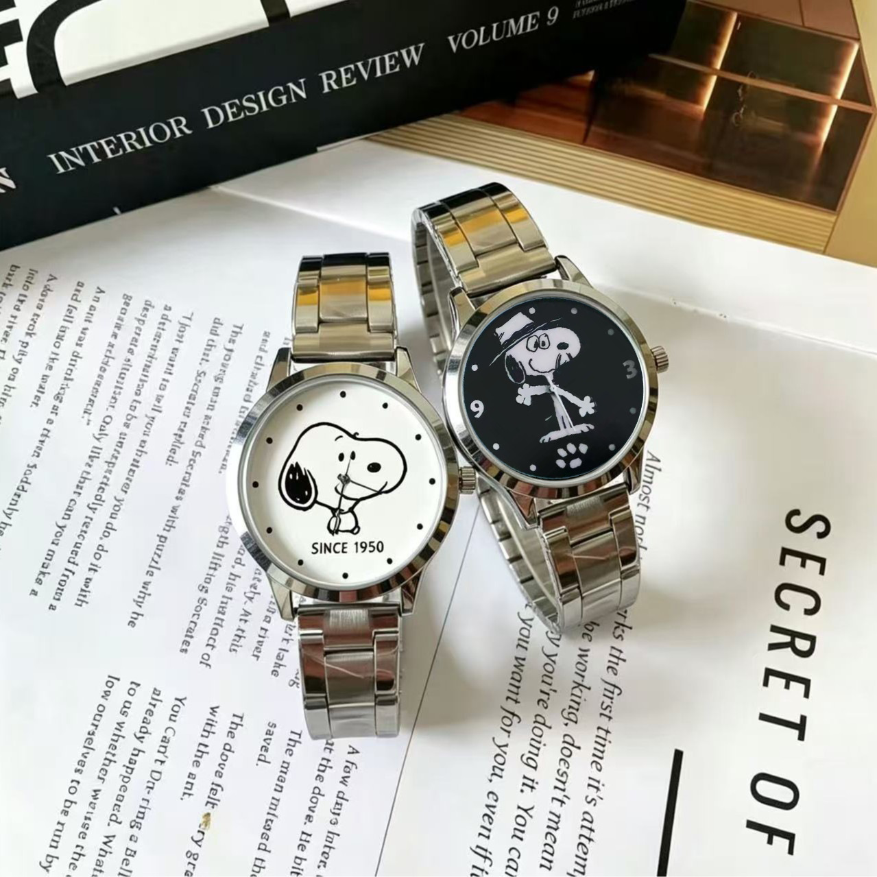 New Snoopy Simple and Stylish Cartoon Stainless Steel Watch for Girls and Women