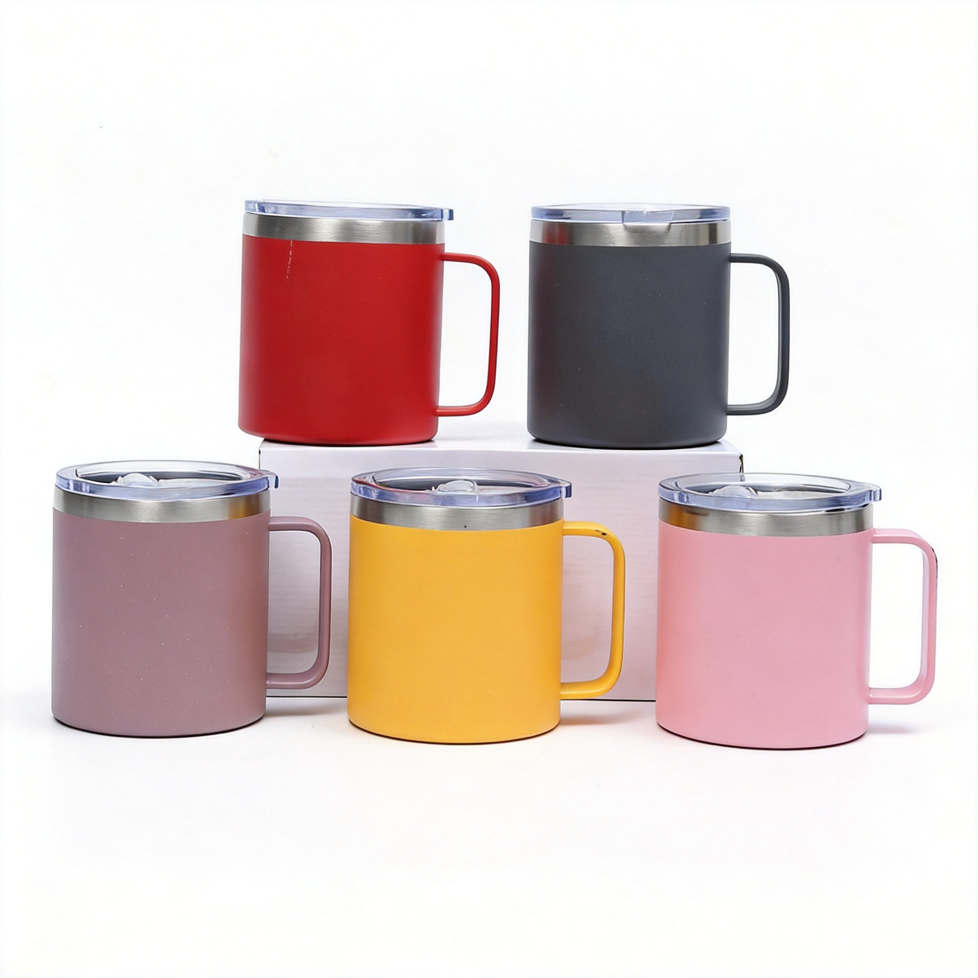 Transfronterizos con mango de 12oz taza de acero inoxidable 304 taza de café de oficina con tapa taza de cerveza se puede ajustar