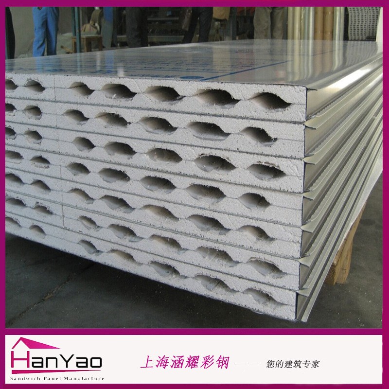 上海厂家直销50mm/75mm/100mmA级防火岩棉夹芯板彩钢夹芯板