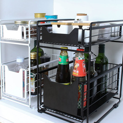 多功能家用廚房下水槽置物架落地多層抽拉可拆卸廚房用品收納架子