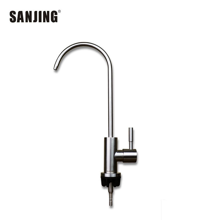 2 puntos de lujo conexión rápida estilo europeo gran curva de acero inoxidable grifo 304 purificador de agua accesorios boquilla de agua