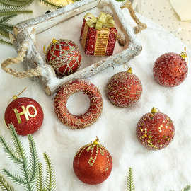 跨境 圣诞球装饰8cm红色泡沫球异形球挂件christmas decorations