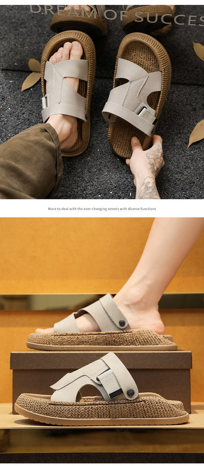 Dép sandal nam quai ngang mở ngón chân, đế EVA chống trượt, thoáng khí, cỡ lớn — 8012 màu kaki, 8012 đen, 8012m màu chi tiết 12