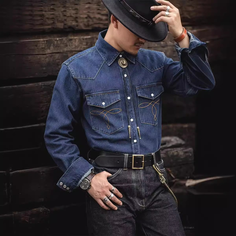 Autumn and Winter 2023 New Denim Shirt Men's Casual Duffian Handsome Fashionable Personalized All-match Denim Shirt Jacket Autumn and Winter 2023 New Denim Shirt Men's Casual Duffian Handsome Fashionable Personalized All-match Denim Shirt Jacket