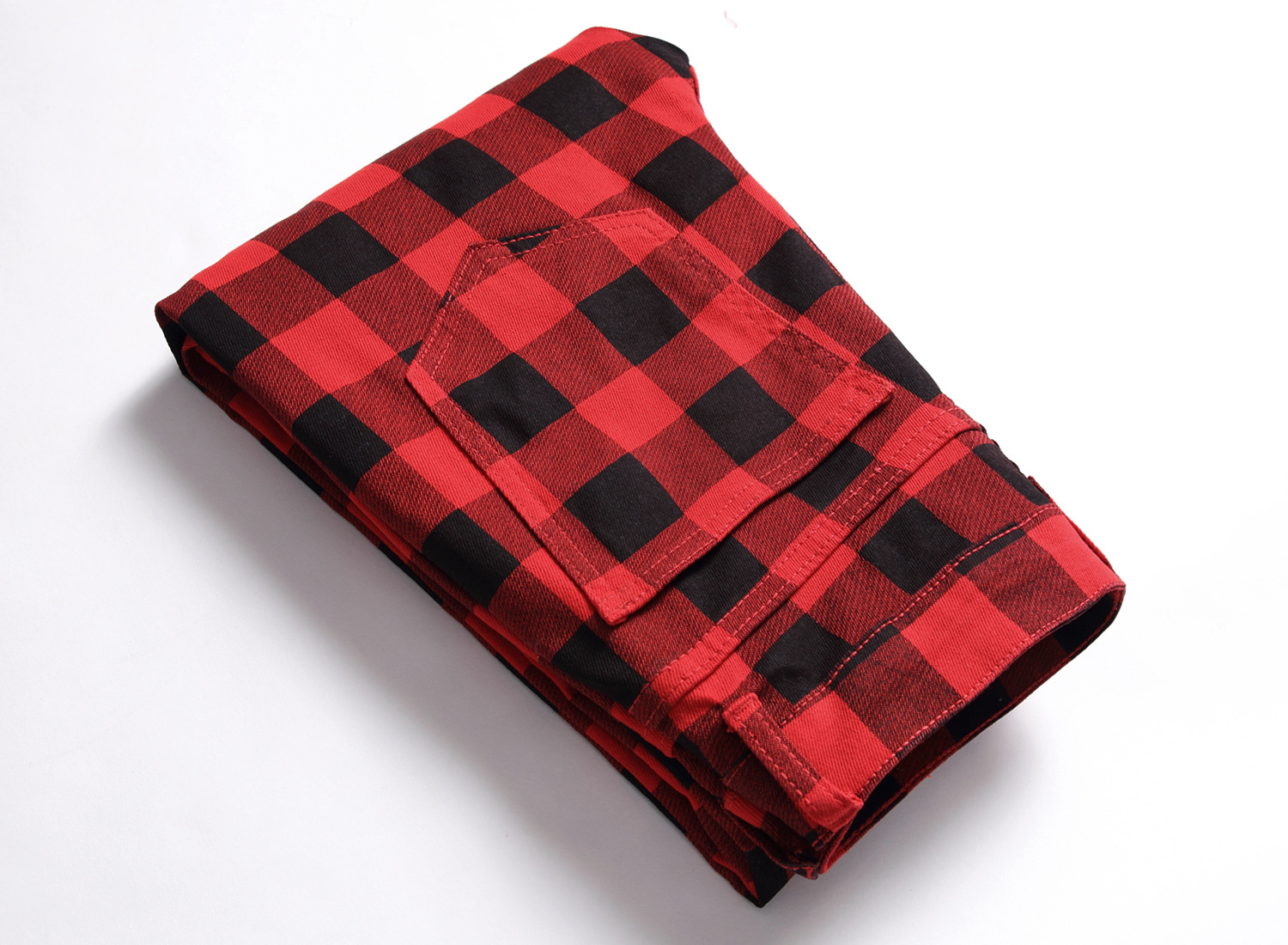 Original European British Style Slim Fit Stretch Jeans Plaid Printed Fashion Men's Trendy Jeans Trousers_voghion.com