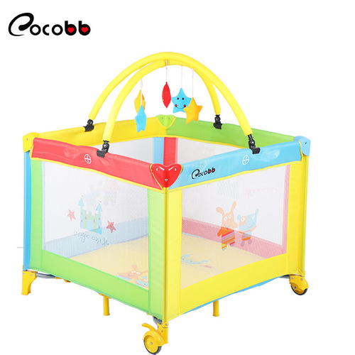 Cross-border multi-functional baby crib foldable portable baby playpen with movable toy bed wholesale manufacturer