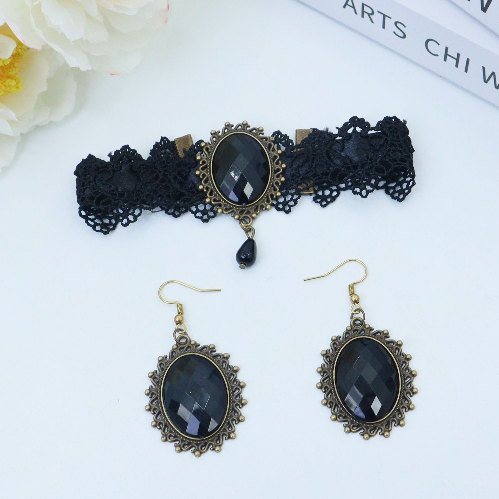 Cross-border para diseño misterioso collar de encaje de cristal de dama collar de diamante joyas de cadena de clavículas