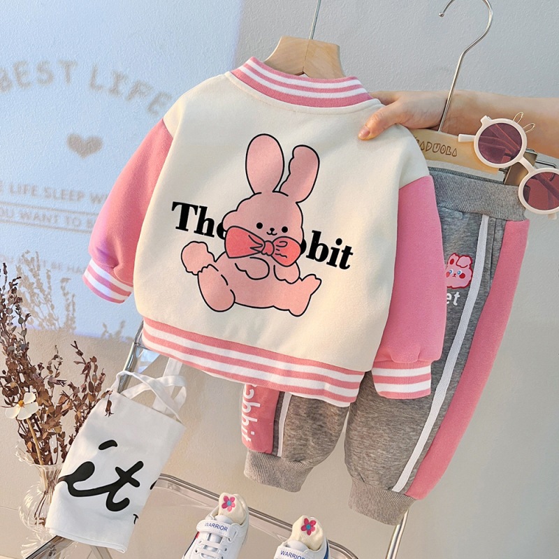 Girls' Baseball Coat Children's Fashionable Casual Girl 2023 New Spring and Autumn Wear Two Piece Set_voghion.com