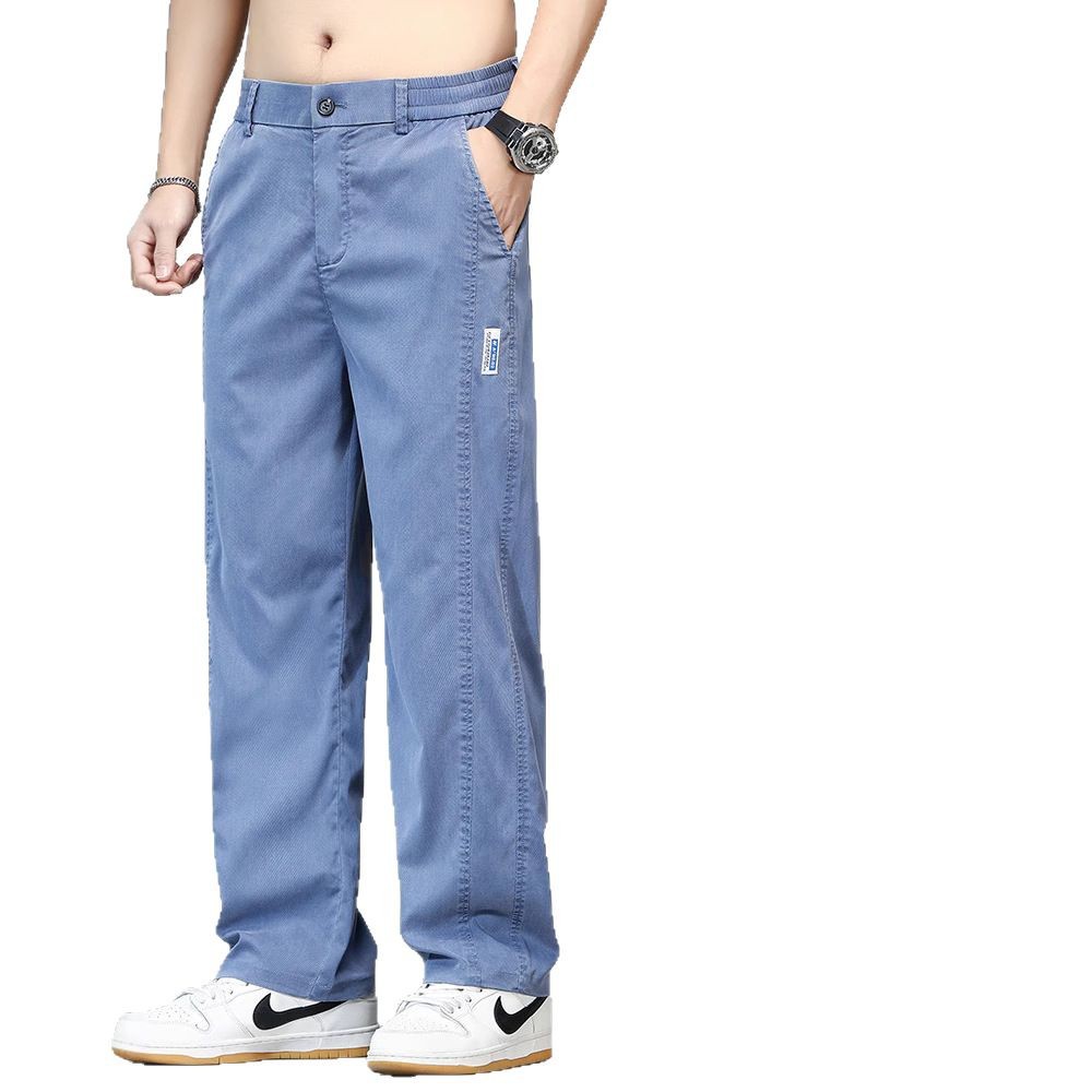 Tencel Lyocell Jeans Boys Summer New Ice Silk Straight Casual Trousers Thin Loose Wide Leg Pants