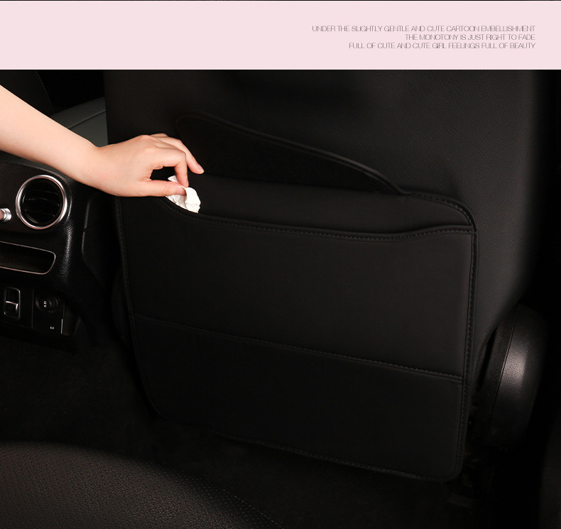 Casual Ladies Cute Cartoon Car Seat Back Anti-Kick Pad Car Rear Seat Back Anti-Fouling Pad with Storage