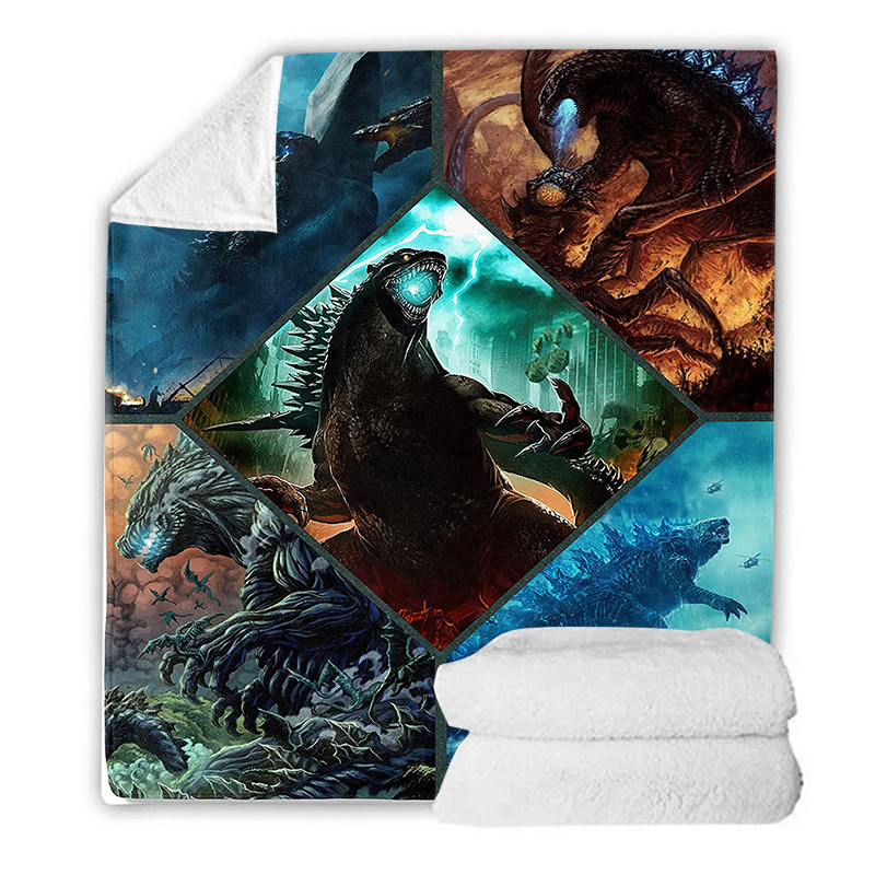 Amazon Flannel Blanket Godzilla Fleece Blanket Office Nap Cover Autumn/Winter Flannel Throw Blanket