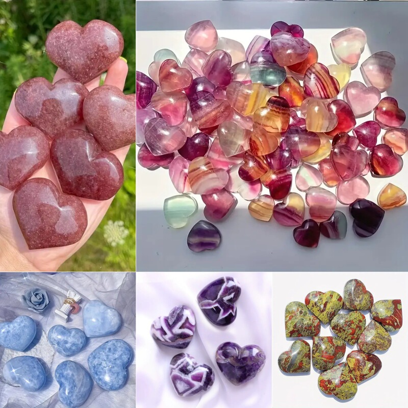 Natural Crystal Love Ornaments Play Multi-Material Crystal Original Stone Naked Stone Yoga Stone East China Sea Crystal Cross-Border Hair