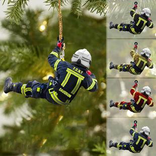 Cross-border Firefighter Creative Pendant Christmas Tree Home Decoration Acrylic Plane Fire Surrounding Car Accessories Hanging