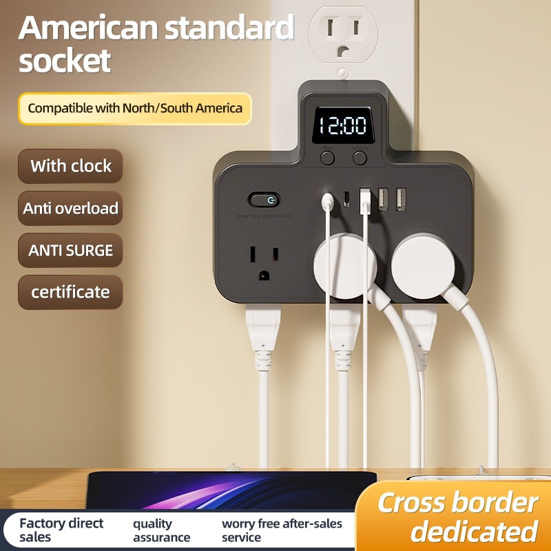Adaptador de US-CAP portátil de una vuelta 6 orificios conector de expansión USB inteligente para Estados Unidos México Canadá image 3