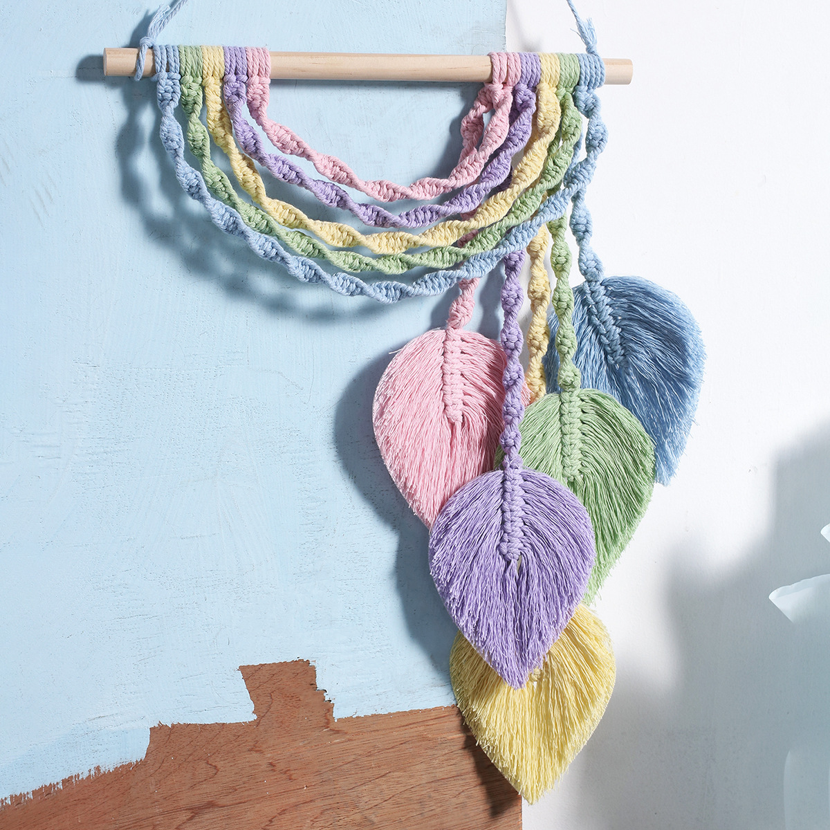 Nordic weave Tapestries manual leaf colour Bedside a living room Background wall ornament Entrance Feather Wall hanging
