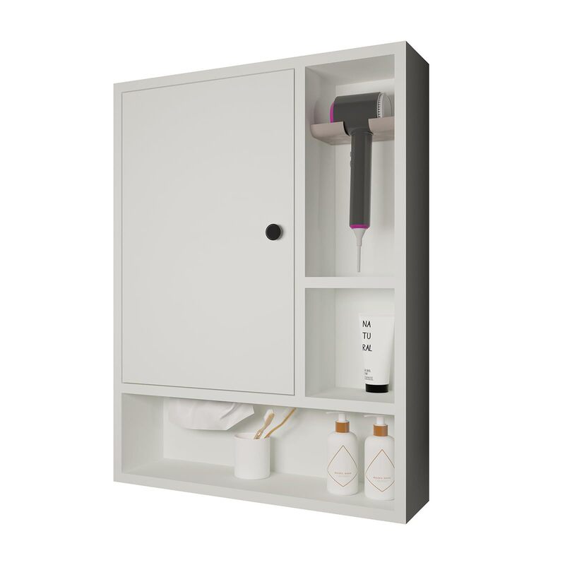 Modern Bathroom Wall Cabinet Bathroom Medicine Cabinet Door and Adjustable Shelf Toilet Wall Hanging Cabinet White Single Door