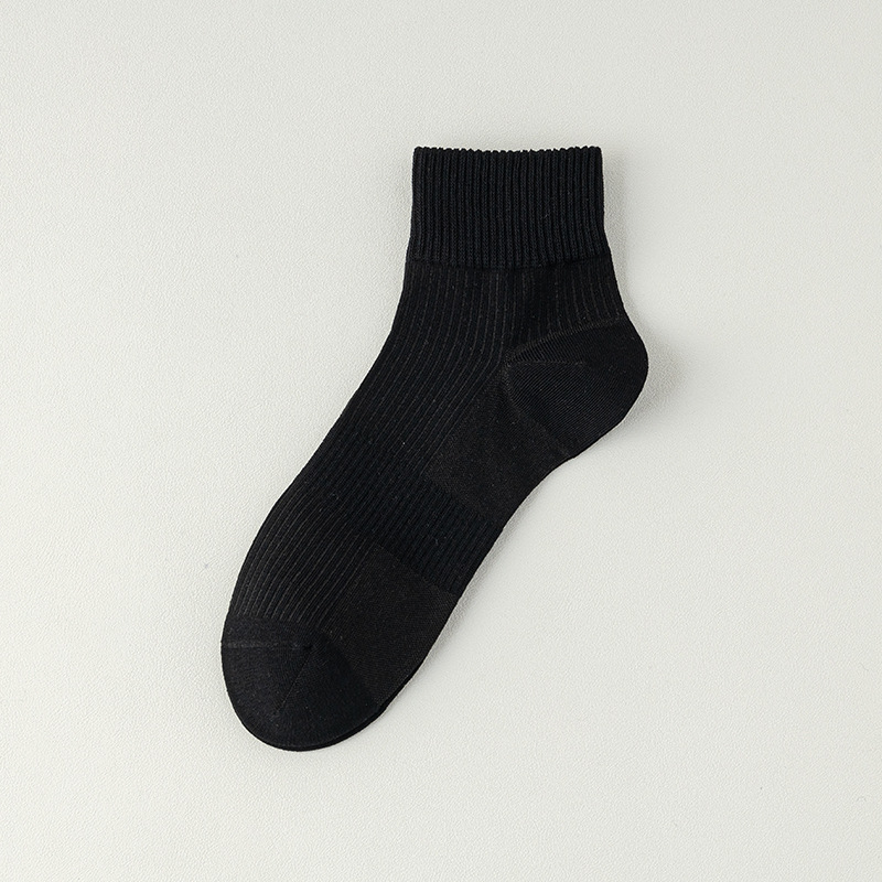 Calcetines de algodón de color sólido, calcetines de primavera y verano, paquete independiente de rayas, calcetines de hombre sin costuras.