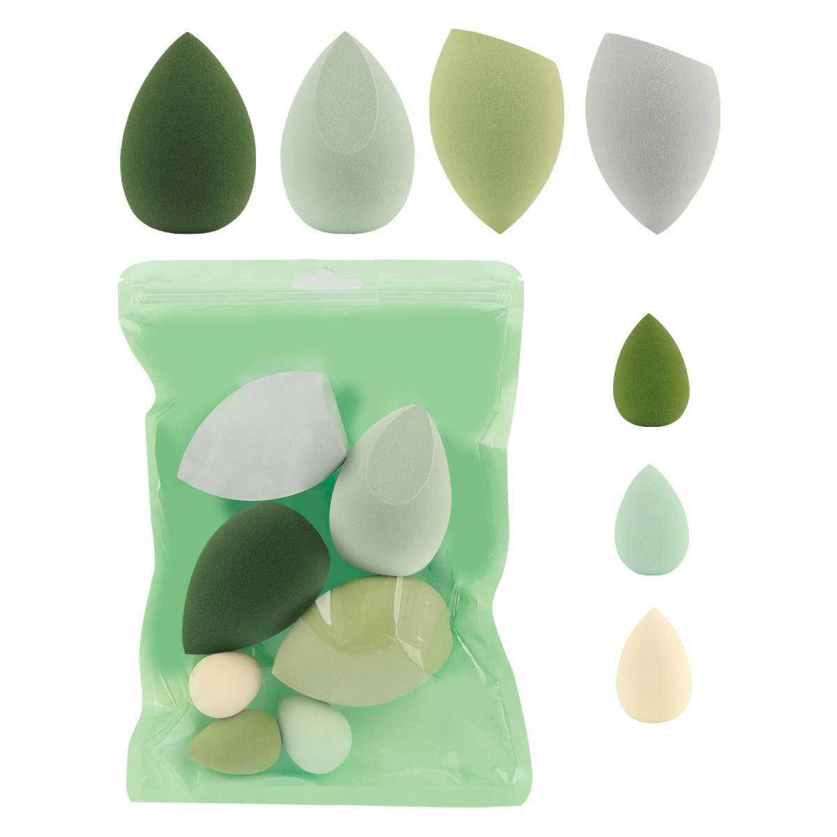 Huevos de maquillaje de macarrón transfronterizos 11 piezas de polvo conjunto de polvo de maquillaje húmedo no comer polvo esponja de maquillaje huevo de maquillaje de color