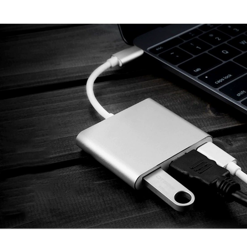 Type-C на HDMI 3-в-1 адаптер-кабель USB3.1 многофункциональная док-станция 4K алюминиевый корпус конвертер