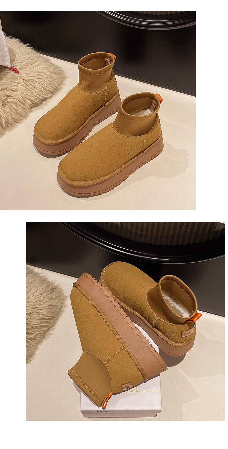 Scarpe da neve fredde del nord-est con suola spessa per le donne nell'inverno 2024, con pile aggiunto, impermeabili ispessite, antiscivolo e_voghion.com