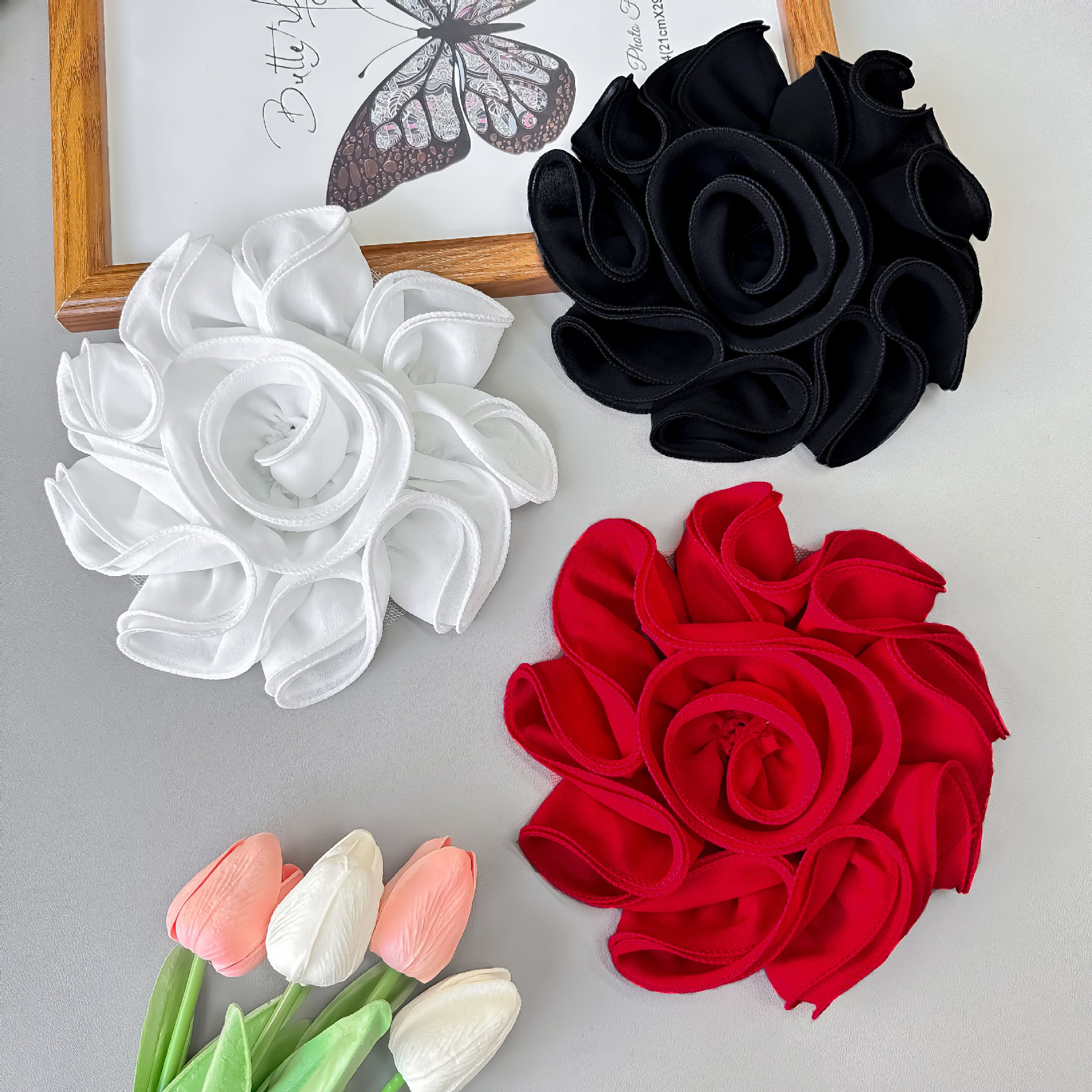 Nuevo pliegue flor grande multicapa tridimensional diy accesorios accesorios tela vestido de boda mujer tela decoración flor de pecho