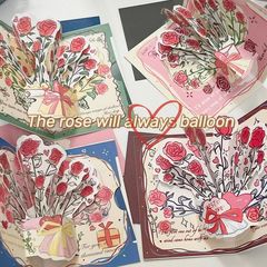 3D Rose Greeting Card with Envelope for Instagram Influencers - High-Quality Retro Foldable Birthday Card for Best Friends and Couples