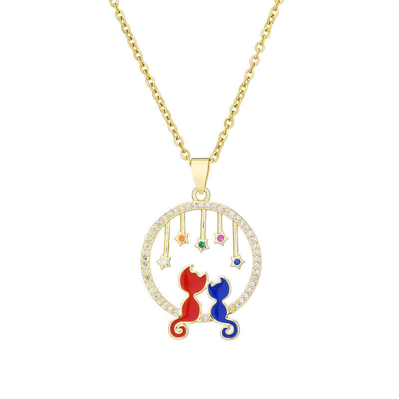Animal Pattern Wholesale Animal 304 Stainless Steel Copper 18K Gold Plated Zircon Necklace