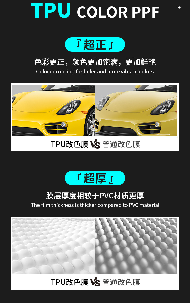 New TPU color change film car color car clothing foreign trade cross-border PPF thick factory wholesale car color change film