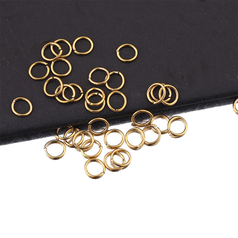 18K Gold Plated Plating Material 100 PCS/Package Stainless Steel 18K Gold Plated Solid Color Polished Jump Ring