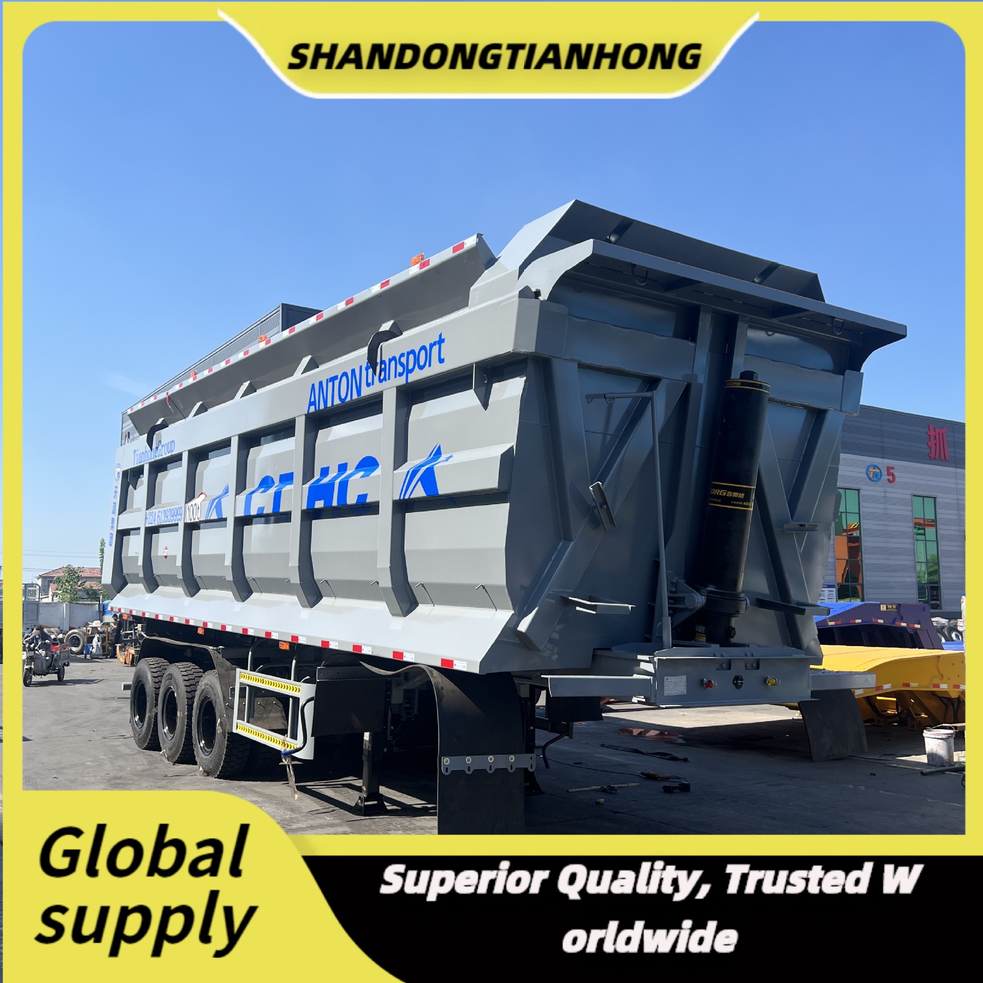 Factory Export Manufacturing Export Custom Processing Heavy-Duty Strong African 3-Axis Rear Flip Dump Semi-Trailer Trailer