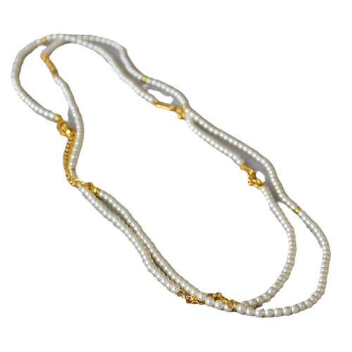 French-style minimalist Chanel-inspired high-luster small pearl chain multi-layer long pendant necklace for women to layer in autumn and winter