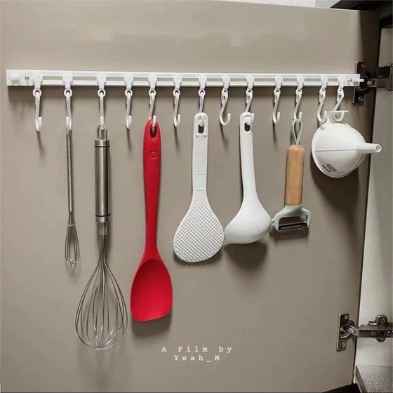 Sliding Hook Kitchen Storage Artifact Door Wall Hanging Sticky Hook Row Hook Punch-Free Row Hanger Strong Row