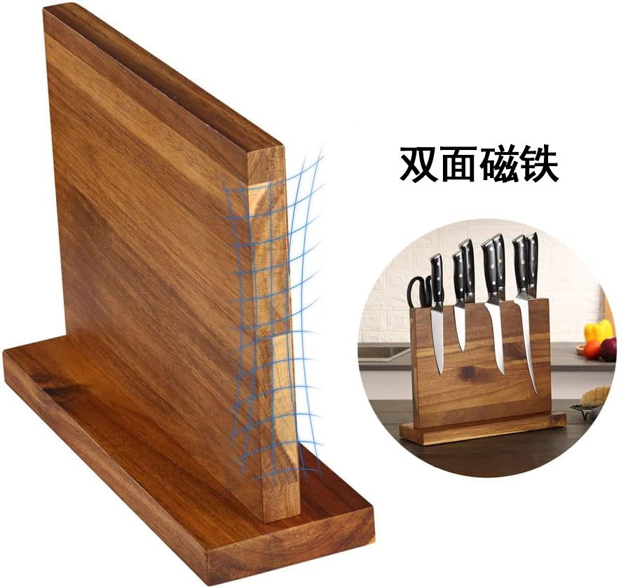 Titular de cuchillo de madera magnético de doble cara titular de cuchillo de cocina multifuncional titular de cuchillo práctico de madera para el hogar