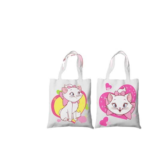 Mary Cat Anime Ins Fresh Canvas Bag for Women, Single Shoulder, Simple Student School Bag,  New Arrival