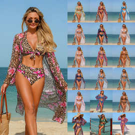 茗漪新款欧美性感时尚泳装三件套多色爆款印花亚马逊比基尼BIKINI