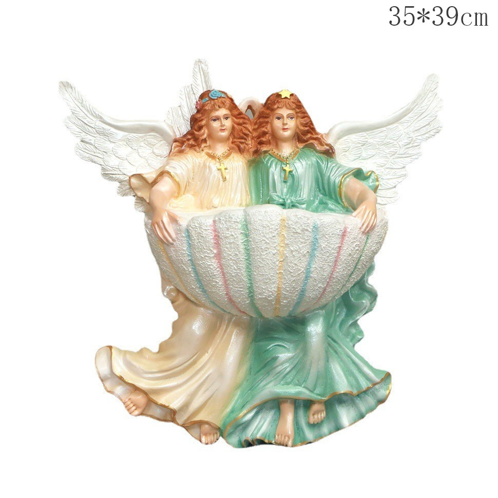 35 * 39cm doble ángel piscina de agua sagrada mira la luz personaje iglesia regalos familia sala de estar colgante artesanía 30 - 40