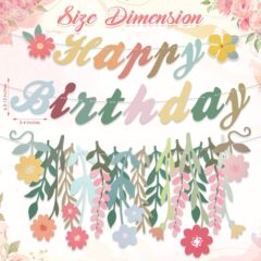 ins儿童生日快乐字母叶子花朵横幅彩旗生日派对装饰布置拉旗拉花