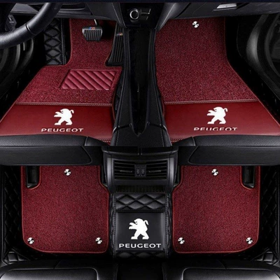 Modelə uyğun ayaqaltı – 207 308 408 car floor - peugeot-2008-2014-2019-double-layer-pure-black-burgundy-silk-loop