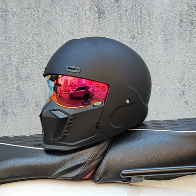 Motosiklet dəbilqələri – Helmet, Motorcycle Multi-Function Half Helmet, Bluetooth - m-matt-black-phantom-red