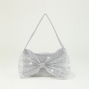 New cross-border sparkling rhinestone studded bow decoration niche design mini portable party dinner bag
