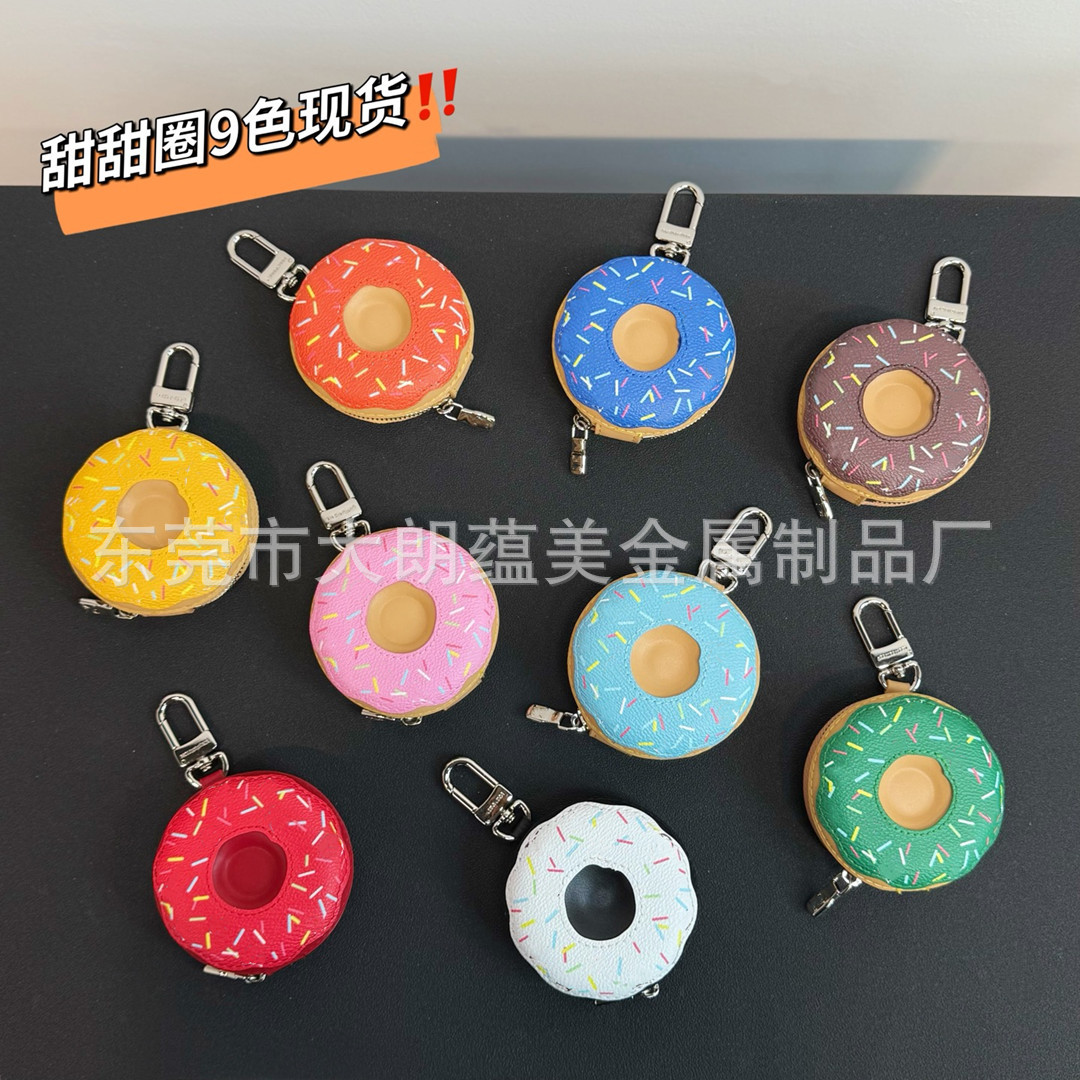 Colgante Monedero en Forma de Dona de Cuero PU Decorativo para Bolsa y Coche