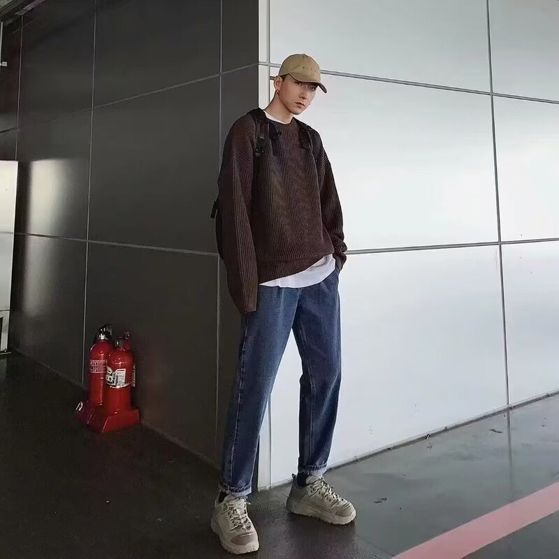 怠惰なセーターの男性の多色は秋冬の大きいサイズのニットの丸首のカップルのゆったりしている底のセーターのセーターのセーターのセーター|undefined